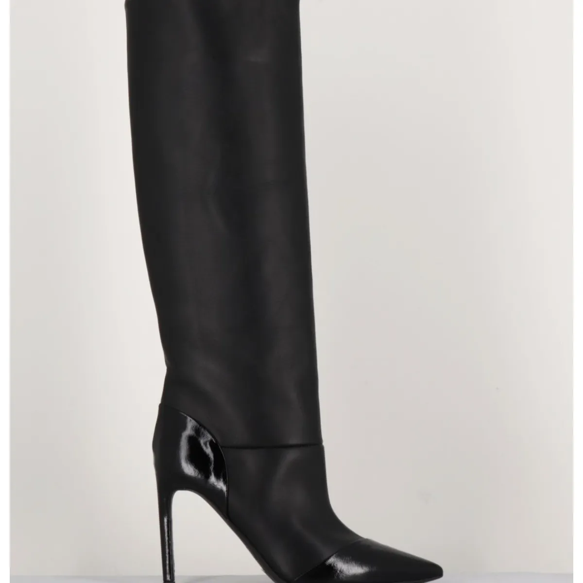 Bottes^DEL CARLO Bottes talon haut bout pointu en cuir - 11433 MERLOT NERO NOIR