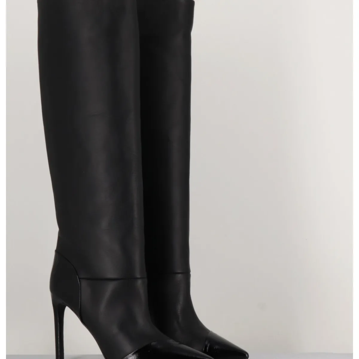 Bottes^DEL CARLO Bottes talon haut bout pointu en cuir - 11433 MERLOT NERO NOIR