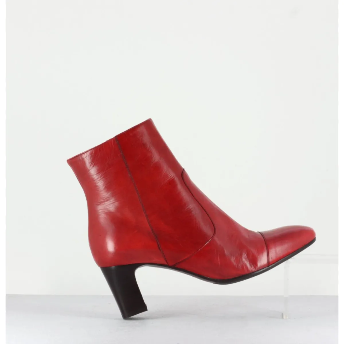 Boots^GARRICE LAB Bottines petit talons en cuir F568 - ROUGE