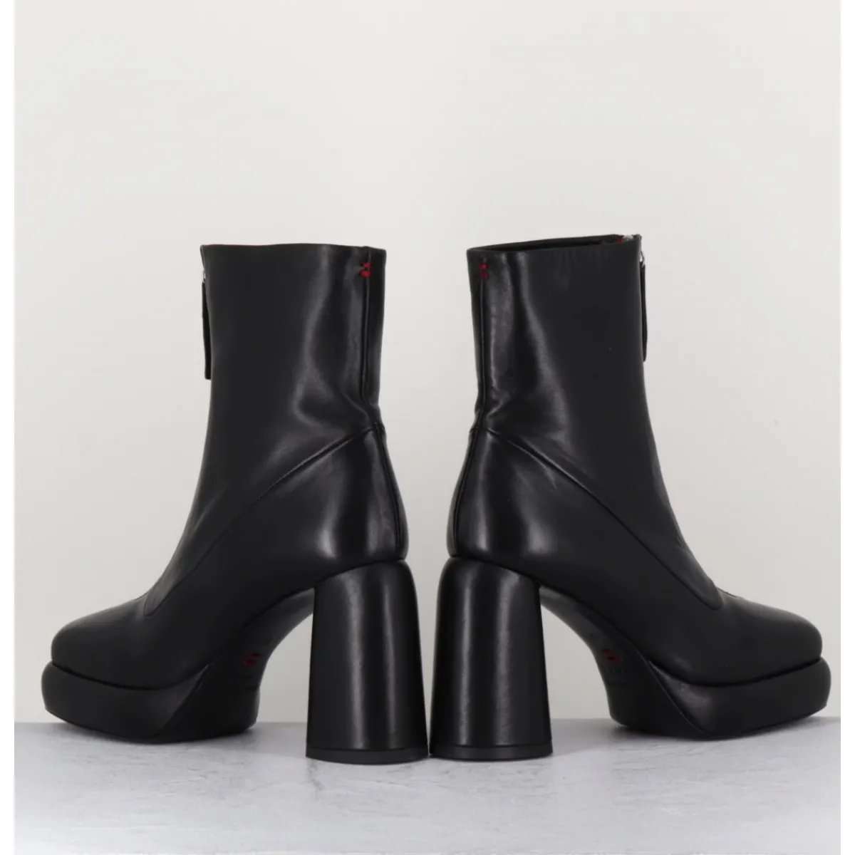 Boots | Plateformes^HALMANERA Bottines plateforme en cuir rétro à zip central - ELSA07 NERO NOIR