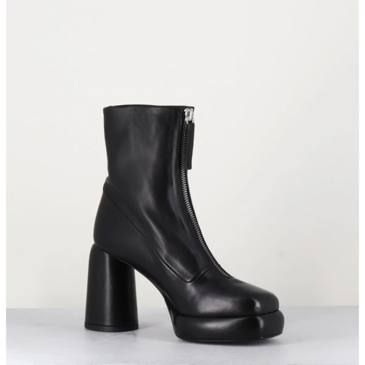 Boots | Plateformes^HALMANERA Bottines plateforme en cuir rétro à zip central - ELSA07 NERO NOIR