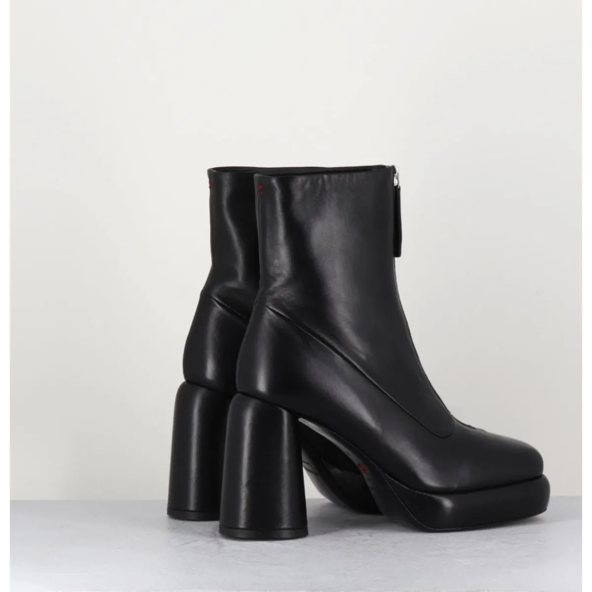 Boots | Plateformes^HALMANERA Bottines plateforme en cuir rétro à zip central - ELSA07 NERO NOIR