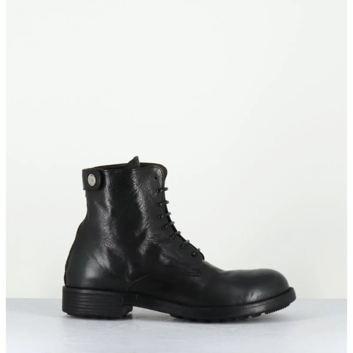 Boots^OFFICINE CREATIVE Bottines souples à lacets en cuir brossé noir & kaki - SERGEANT 103 SUPERNERO