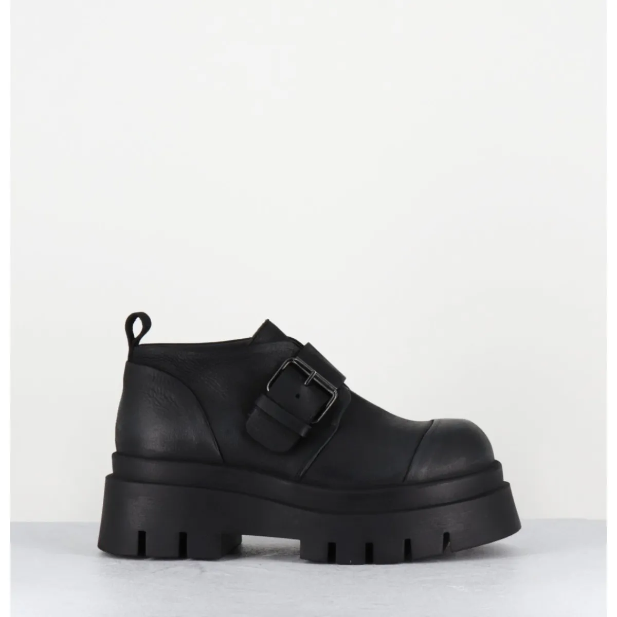 Chaussures^LOFINA Chaussures à boucle réglable en cuir semelle épaisse - 4005 GAS NERO NOIR