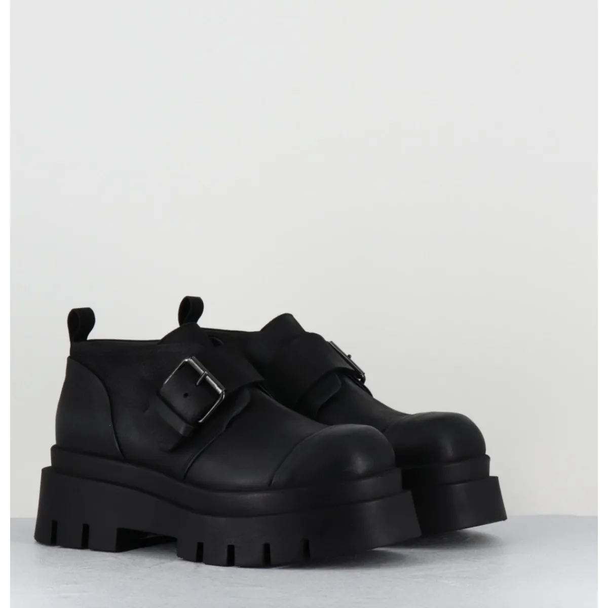 Chaussures^LOFINA Chaussures à boucle réglable en cuir semelle épaisse - 4005 GAS NERO NOIR