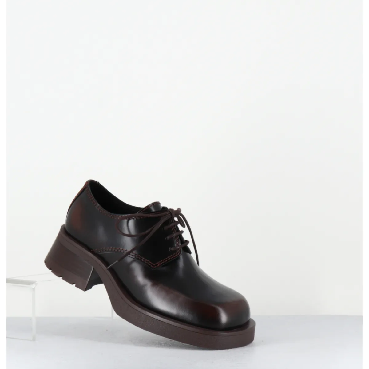 Chaussures^E8 BY MIISTA Chaussures à lacets en cuir brossé bout carré - ALTHEA BROWN BROGUES MARRON