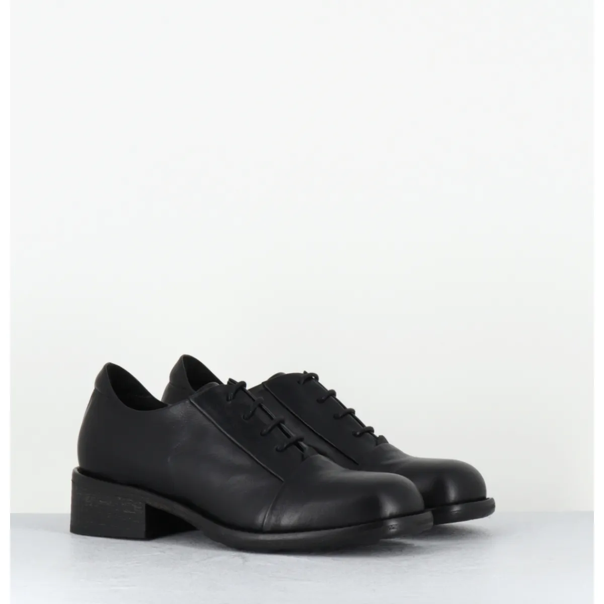 Chaussures^MALLONI Chaussures à lacets en cuir petit talon - TARANTINO X24 BLACK NOIR