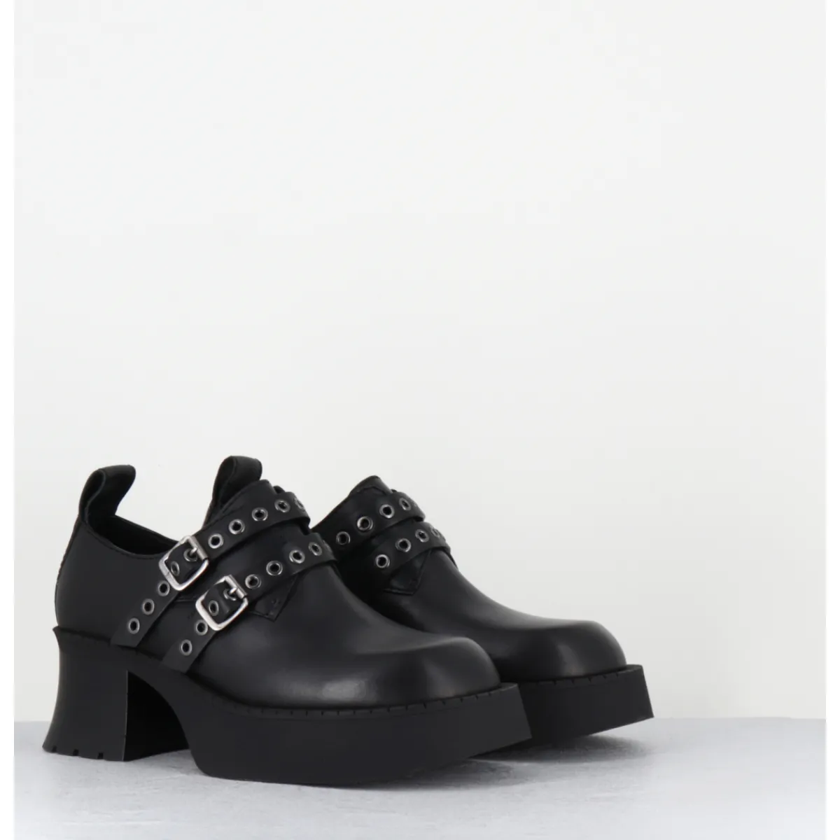 Chaussures | Plateformes^E8 BY MIISTA Chaussures à plateforme en cuir boucles & oeillets - UTE BLACK BROGUES NOIR