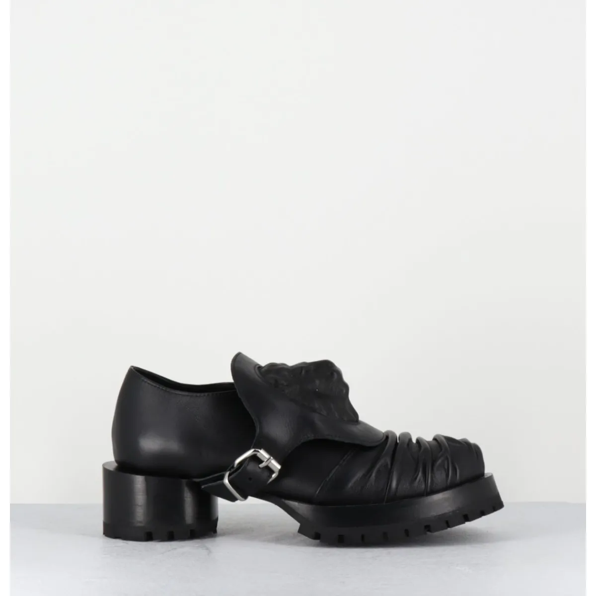 Chaussures^SDM Chaussures en cuir à tête de lion & talon cylindrique - LION NAPPA NERO NOIR