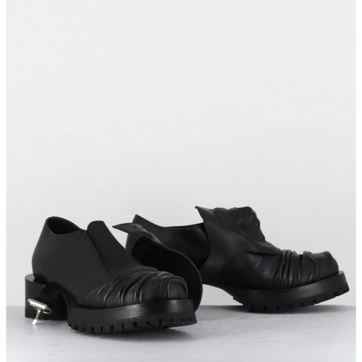Chaussures^SDM Chaussures en cuir à tête de lion & talon cylindrique - LION NAPPA NERO NOIR