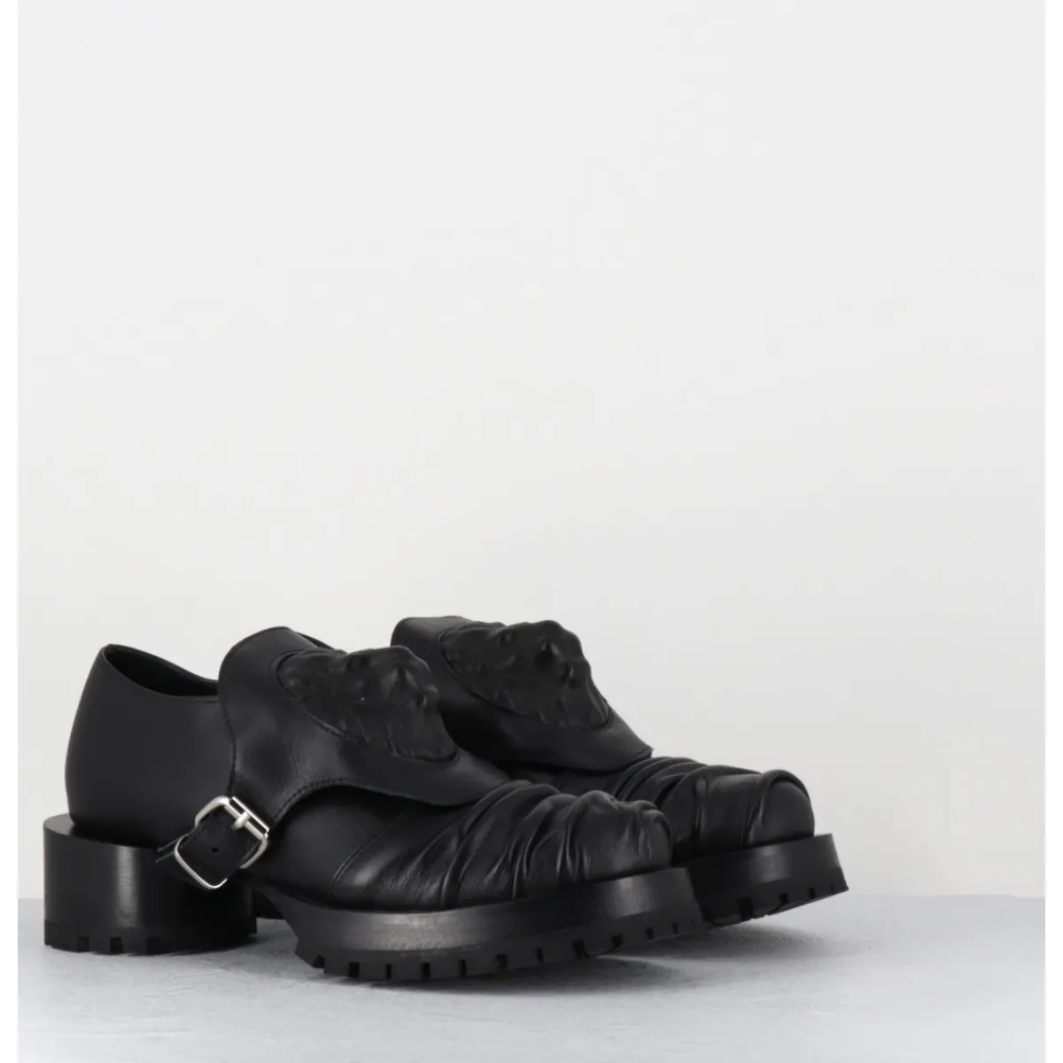 Chaussures^SDM Chaussures en cuir à tête de lion & talon cylindrique - LION NAPPA NERO NOIR