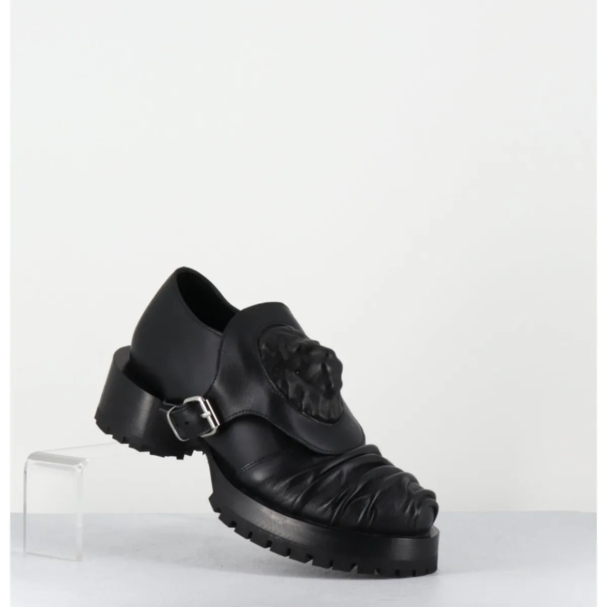 Chaussures^SDM Chaussures en cuir à tête de lion & talon cylindrique - LION NAPPA NERO NOIR