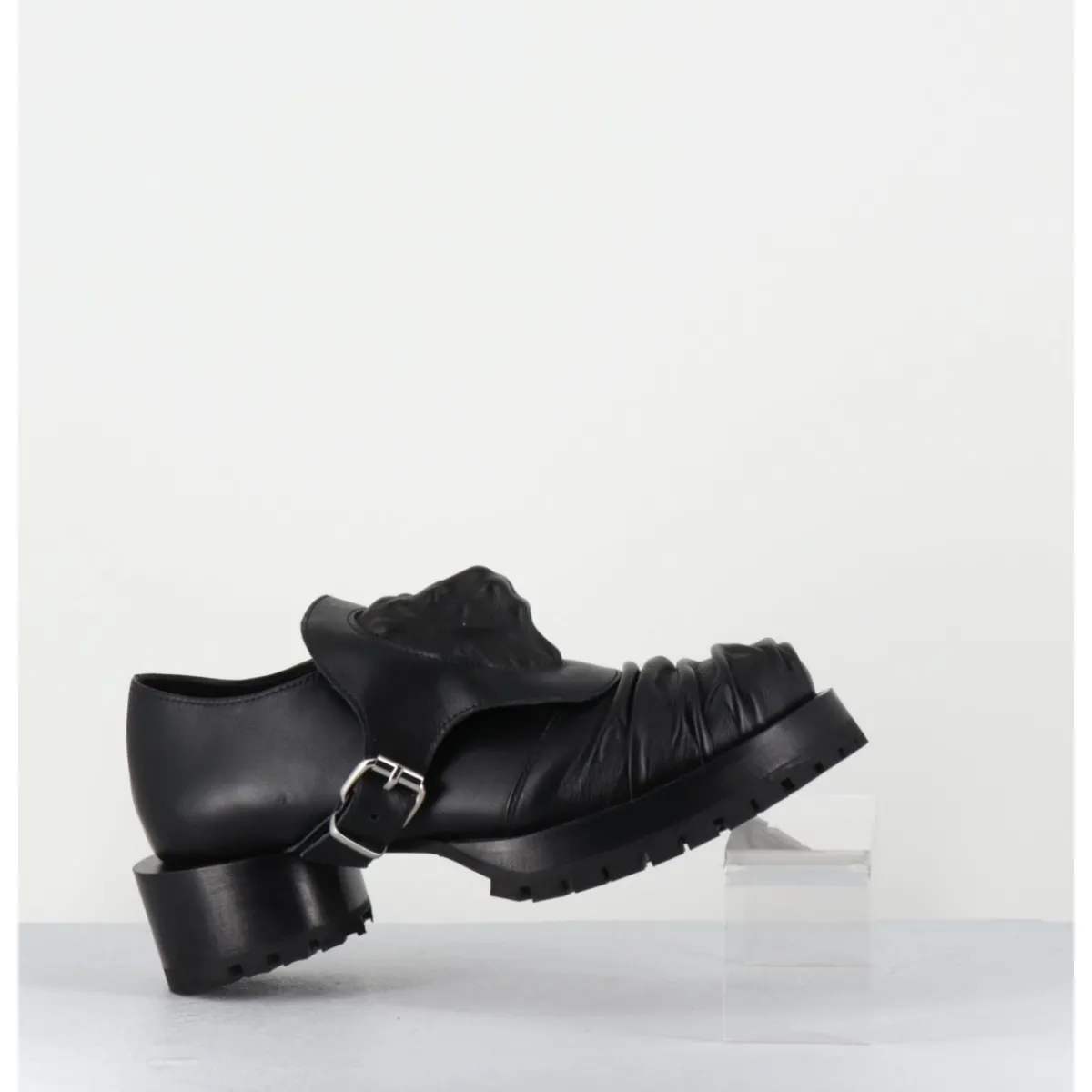 Chaussures^SDM Chaussures en cuir à tête de lion & talon cylindrique - LION NAPPA NERO NOIR