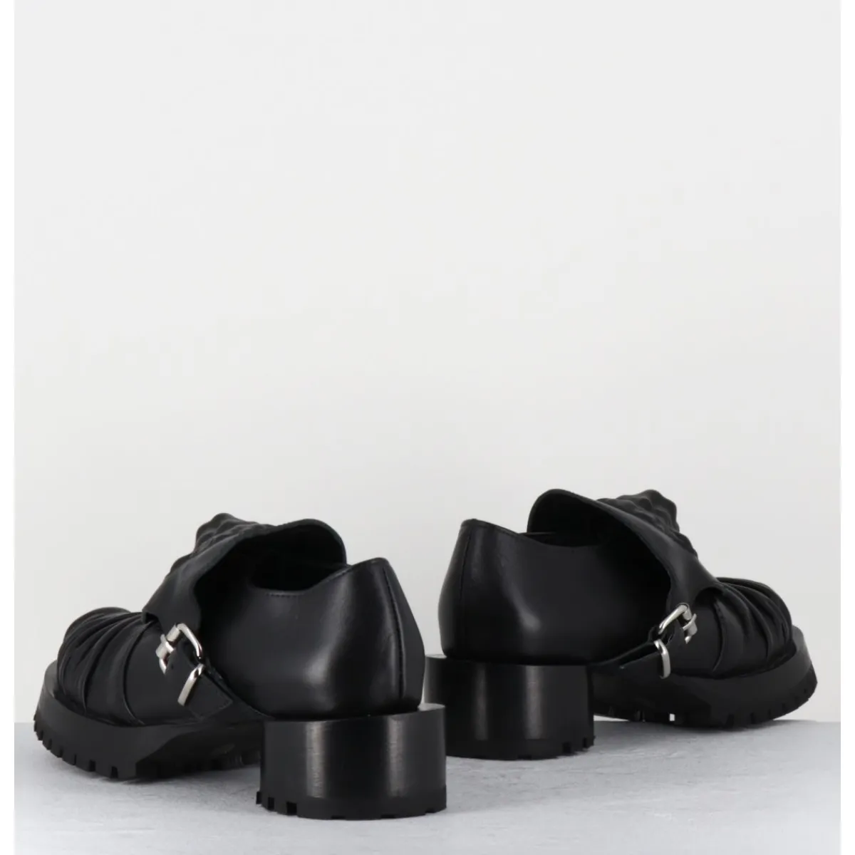 Chaussures^SDM Chaussures en cuir à tête de lion & talon cylindrique - LION NAPPA NERO NOIR