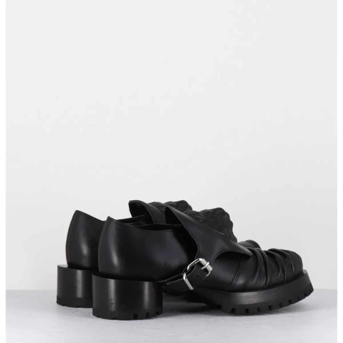 Chaussures^SDM Chaussures en cuir à tête de lion & talon cylindrique - LION NAPPA NERO NOIR