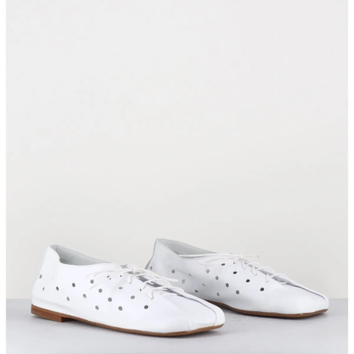 Chaussures | Ballerines^ANTONIO BARBATO Chaussures minimalistes à lacets en cuir perforé - AB4651 NAPPATO BIANCO BLANC