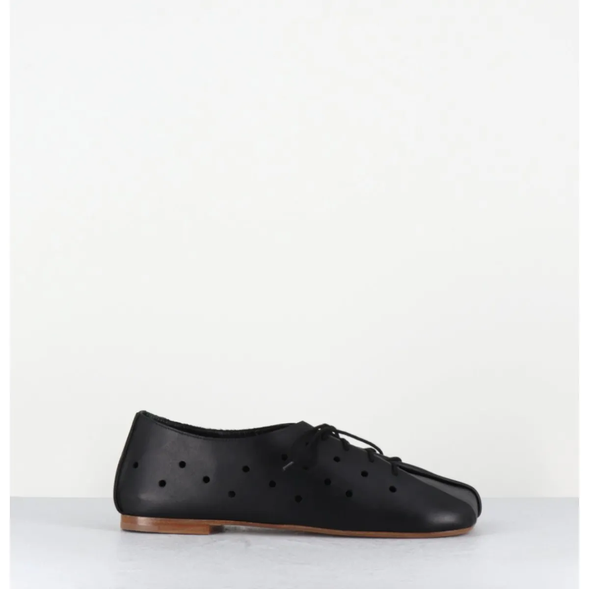 Chaussures | Ballerines^ANTONIO BARBATO Chaussures minimalistes à lacets en cuir perforé - AB4651 NAPPATO NERO NOIR