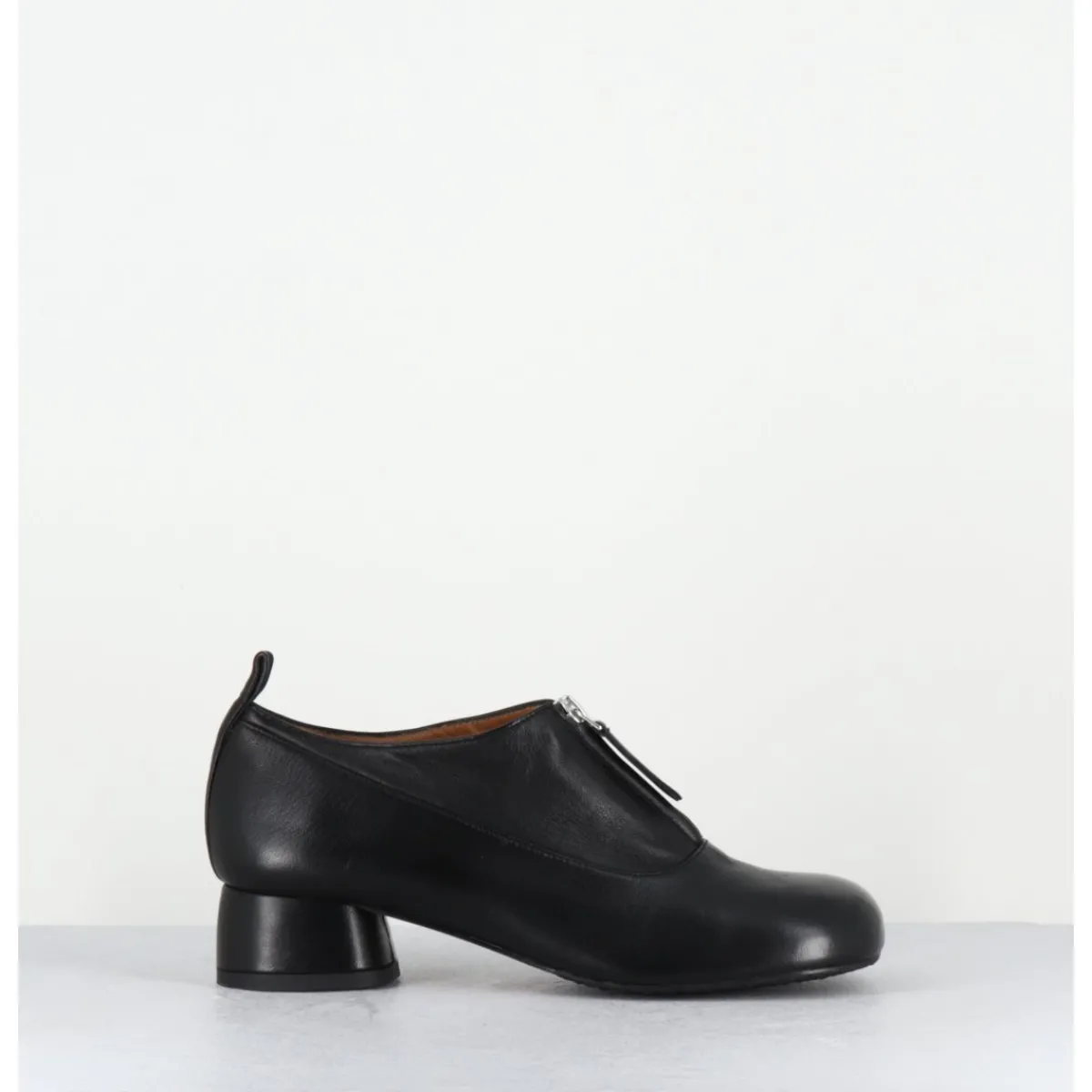 Mocassins | Chaussures^AUDLEY Chaussures petit talon et zip central en cuir - IROY NAPPA BLACK NOIR