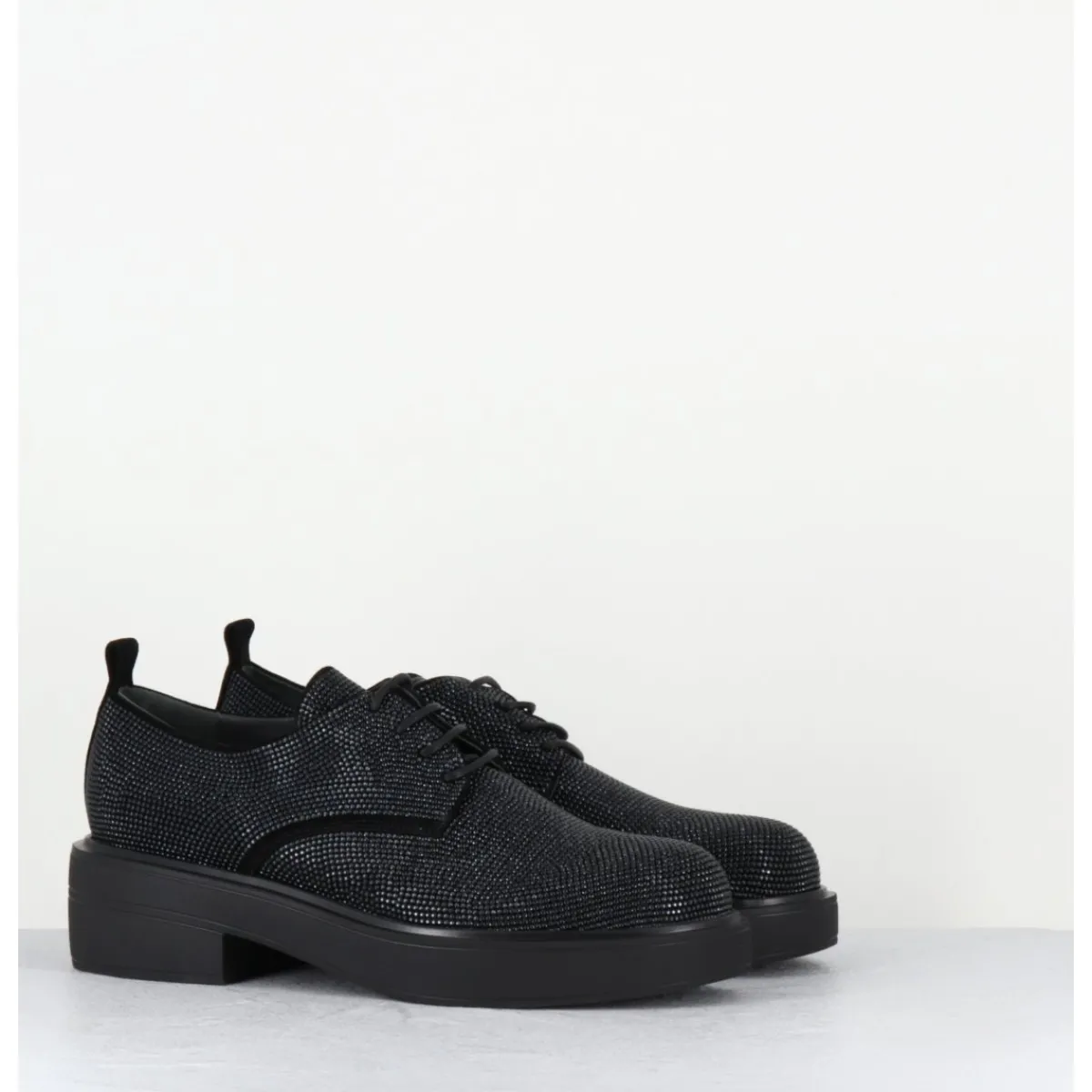 Chaussures^GARRICE LAB Derbies à lacets en cuir & clous argent - VETTA VELOUR NERO NOIR
