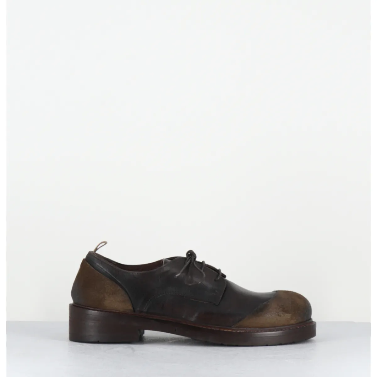 Chaussures^GARRICE LAB Derbies à lacets en cuir brossé & bout rapporté - GAMAN DAVIS MUD MARRON