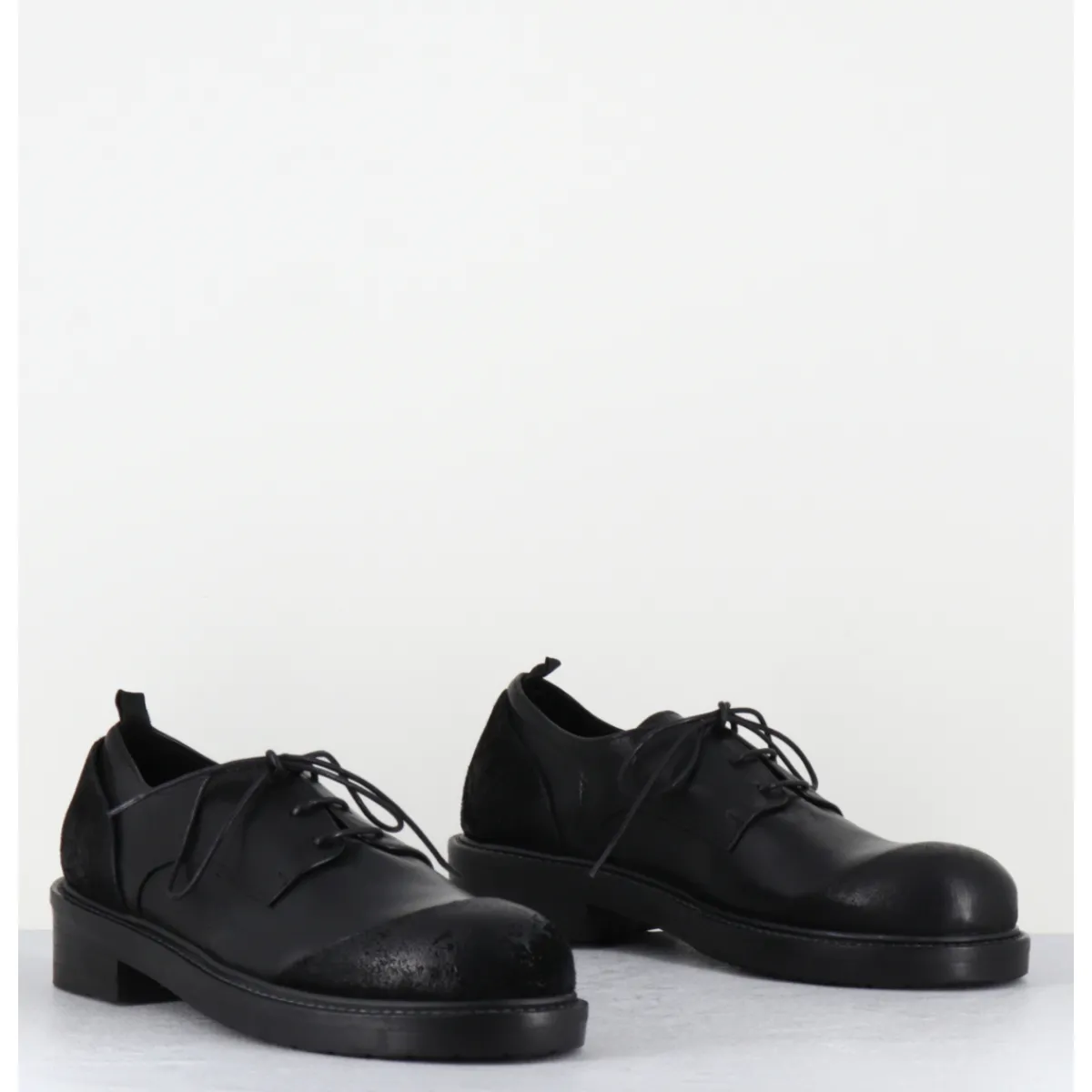 Chaussures^GARRICE LAB Derbies à lacets en cuir bout rapporté - GAMAN DAVIS NERO NOIR