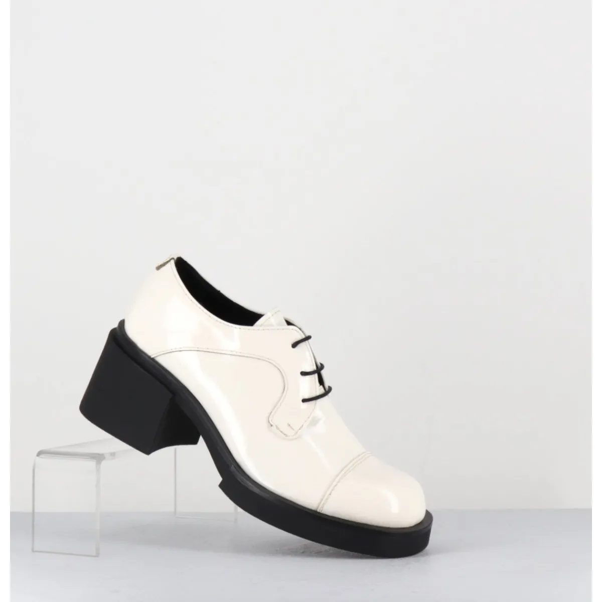 Chaussures^GARRICE LAB Derbies à talon en cuir vernis souple - YOSHI NAPLAK PANNA BLANC