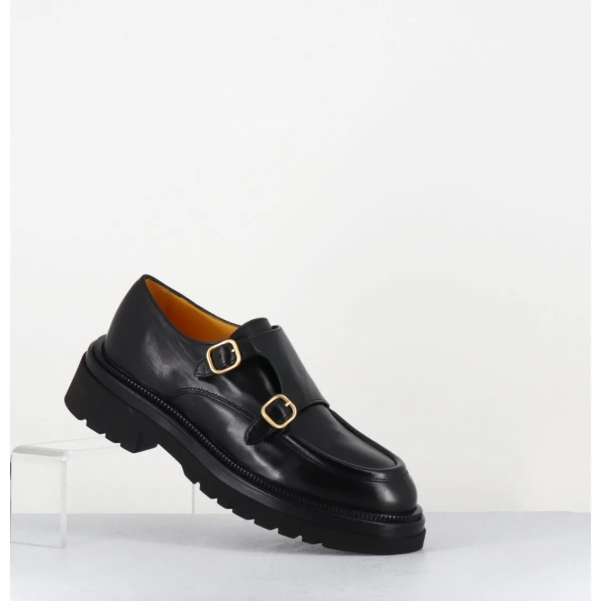Mocassins^MARA BINI Derby à double boucle en cuir souple - T219 SETA NERO NOIR