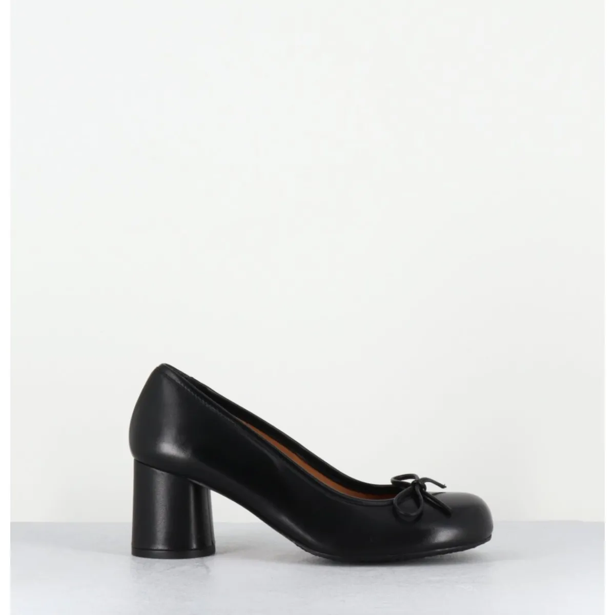 Chaussures^AUDLEY Escarpins à talon cuir & petit noeud - RINA NAPPA BLACK NOIR