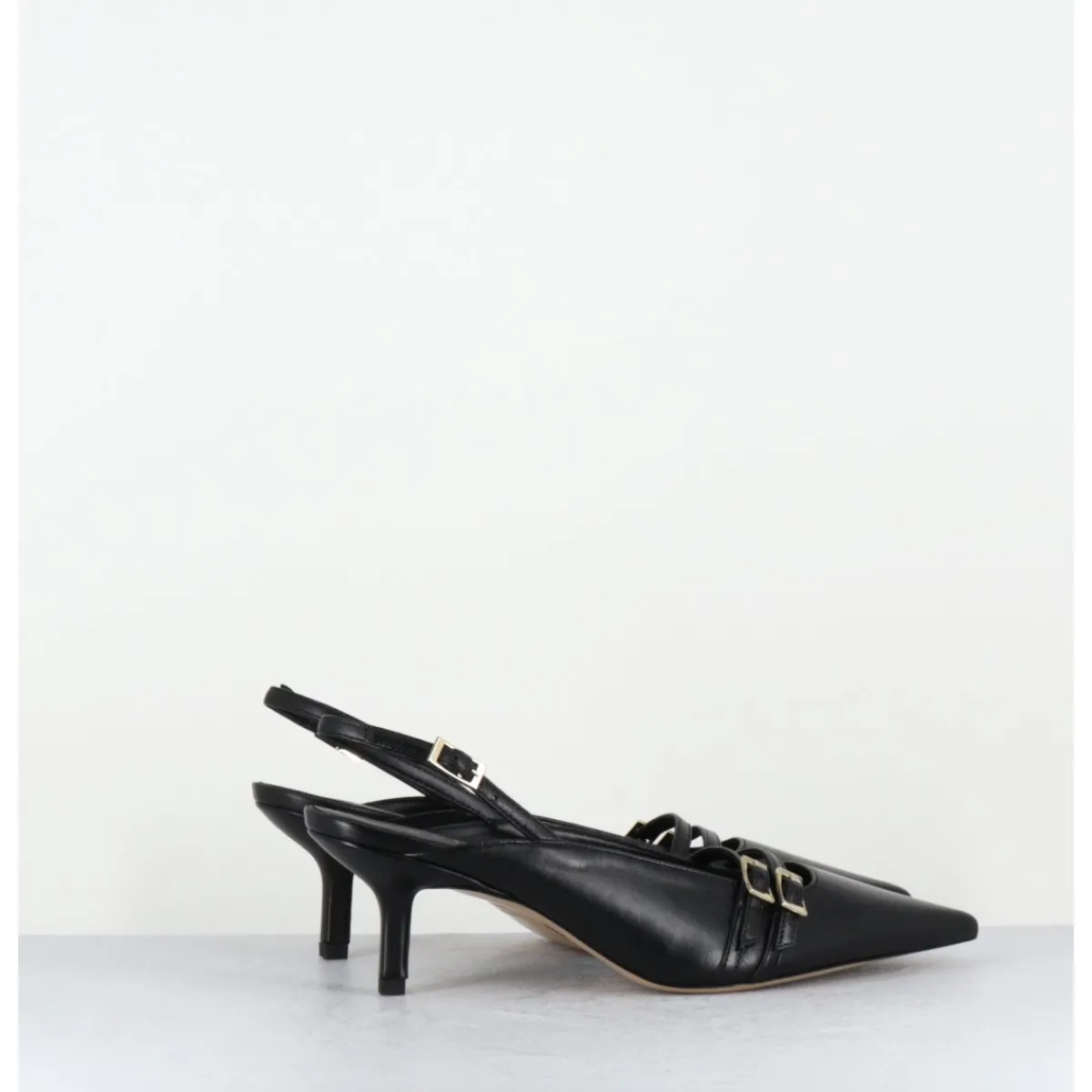 Chaussures^GARRICE LAB Escarpins bout pointu buckle slingback en cuir - DIRNA NAPPA NERO NOIR