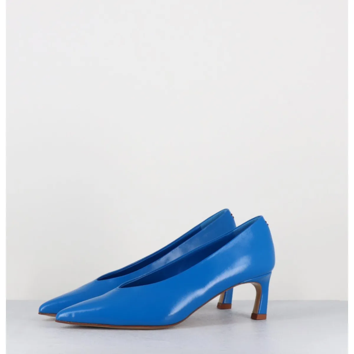 Chaussures^HALMANERA Escarpins bout pointu en cuir petit talon - VALE10 GLAZE ATOLLO BLEU