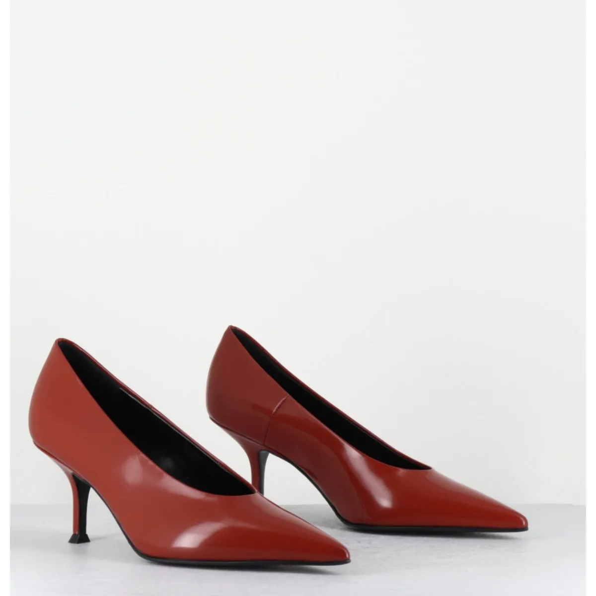 Chaussures^LELLA BALDI Escarpins bout pointu en cuir glacé - LT2434 SPAZZO RUGGINE BRIQUE
