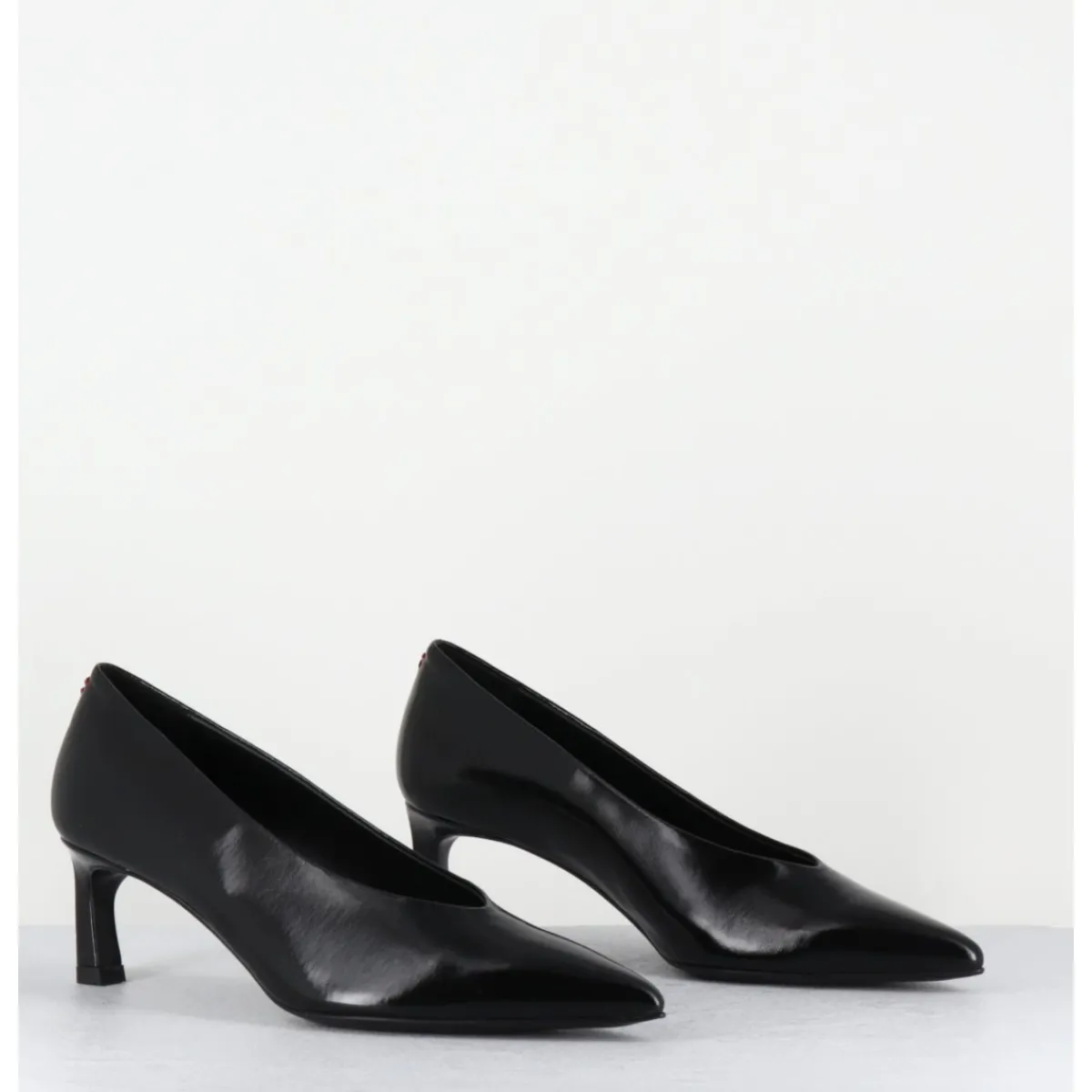 Chaussures^HALMANERA Escarpins bout pointu en cuir petit talon - VALE10 GLAZE NERO NOIR