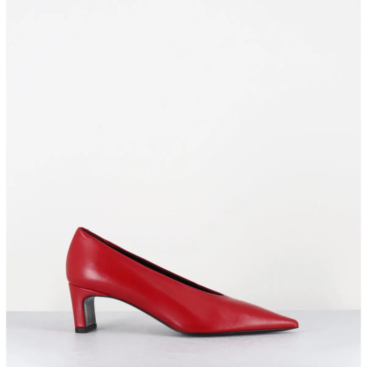 Chaussures^TO&CO Escarpins bout pointu petit talon en cuir - SLIDE24 NAPPA RUBIN ROUGE