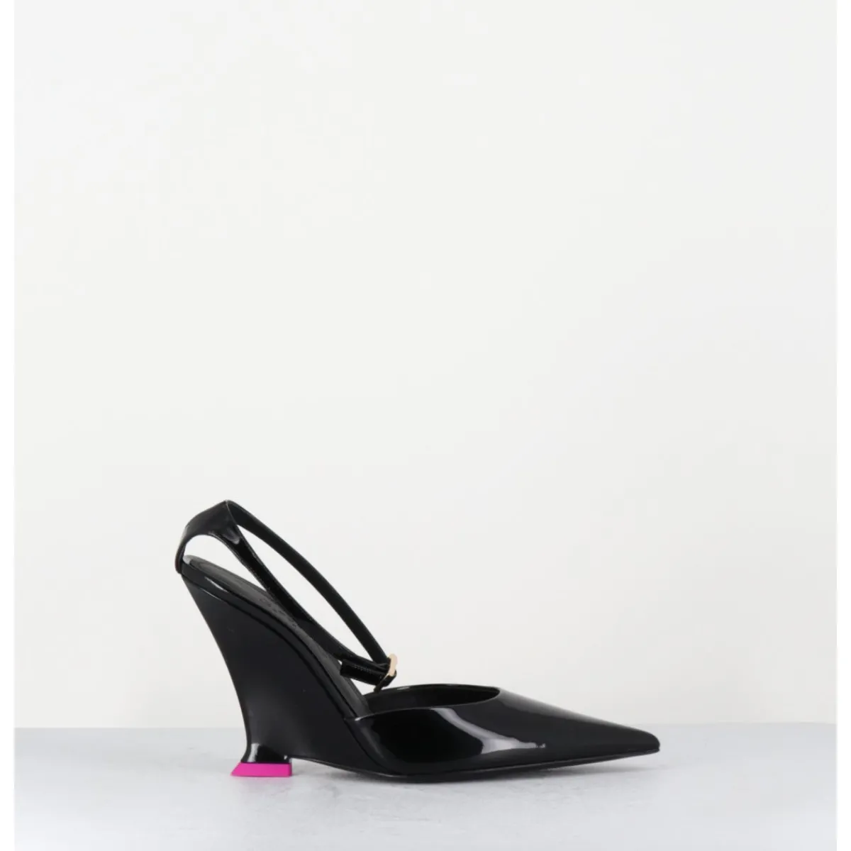 Chaussures^3JUIN Escarpins bout pointu vernis talon compensé y2k -CLEA PATENT BLACK NOIR