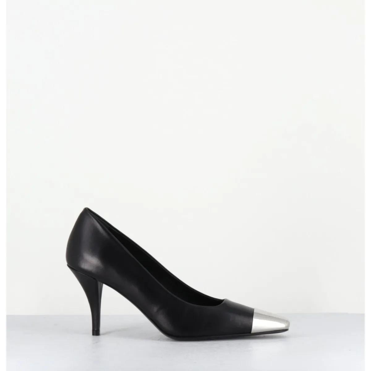 Chaussures^GARRICE LAB Escarpins en cuir talon fin bout argent - KECHA1 NAPPA NERA NOIR