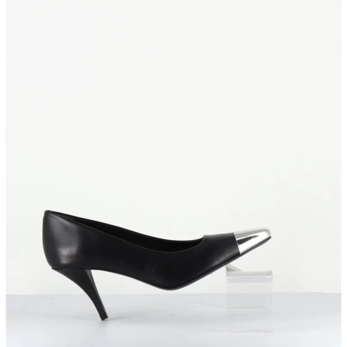 Chaussures^GARRICE LAB Escarpins en cuir talon fin bout argent - KECHA1 NAPPA NERA NOIR