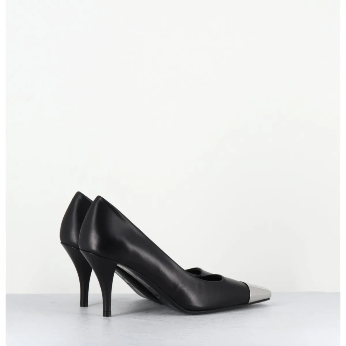Chaussures^GARRICE LAB Escarpins en cuir talon fin bout argent - KECHA1 NAPPA NERA NOIR