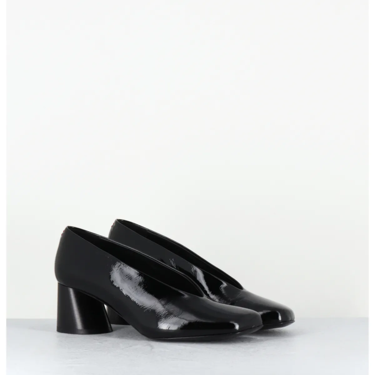 Chaussures^HALMANERA Escarpins en cuir vernis souple talon graphique - ODILE01 MUNA NERO NOIR