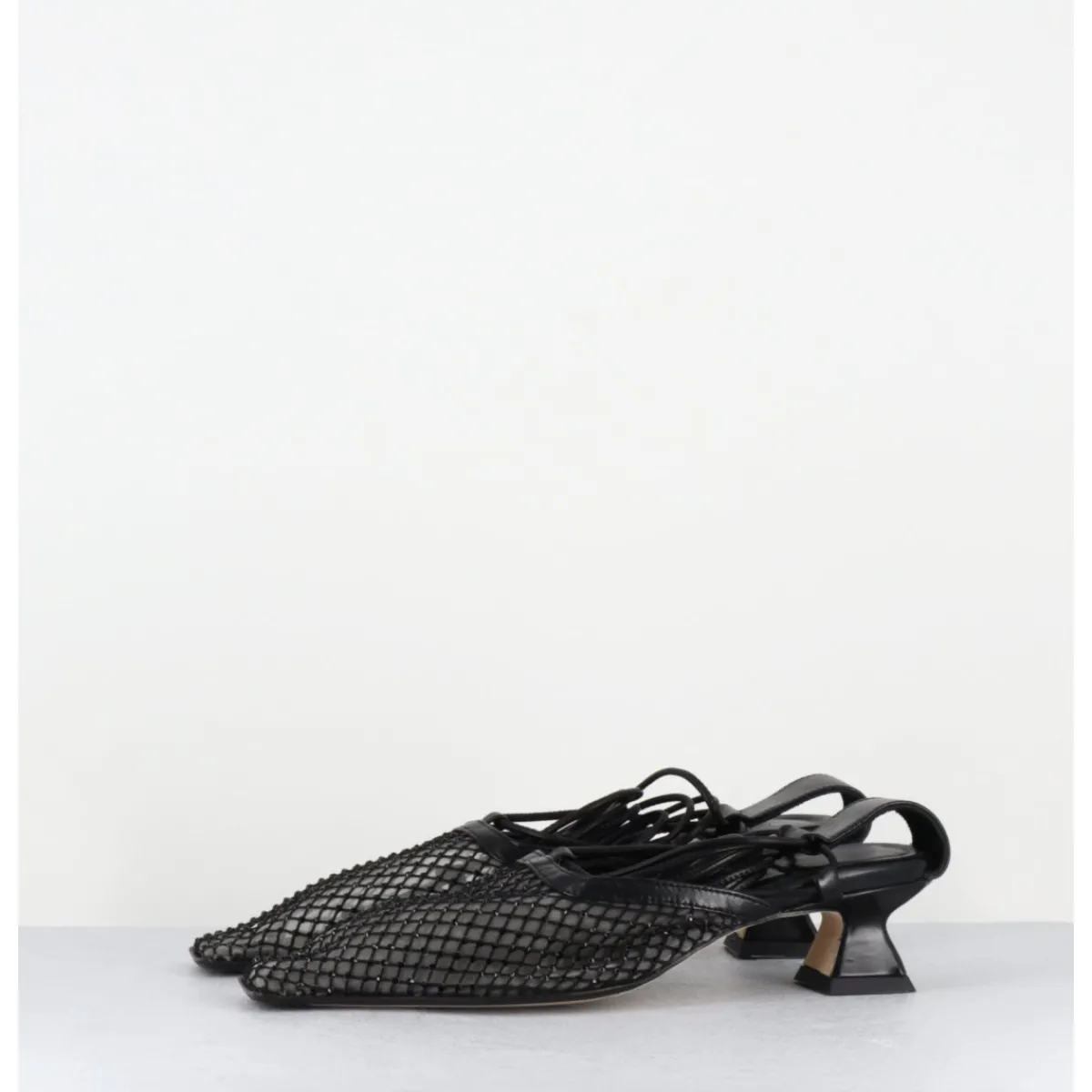 Chaussures^MIISTA Escarpins petit talon cuir et mesh - ANDES MESH SANDAL NOIR