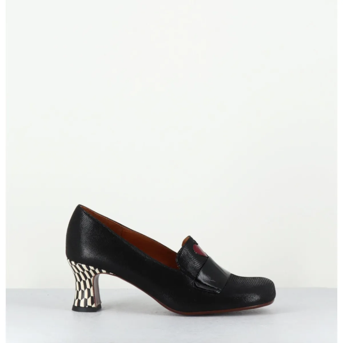 Mocassins | Chaussures^CHIE MIHARA Escarpins rétro cuir imprimé & coeur rouge - MYMARA JEEP NEGRO NOIR