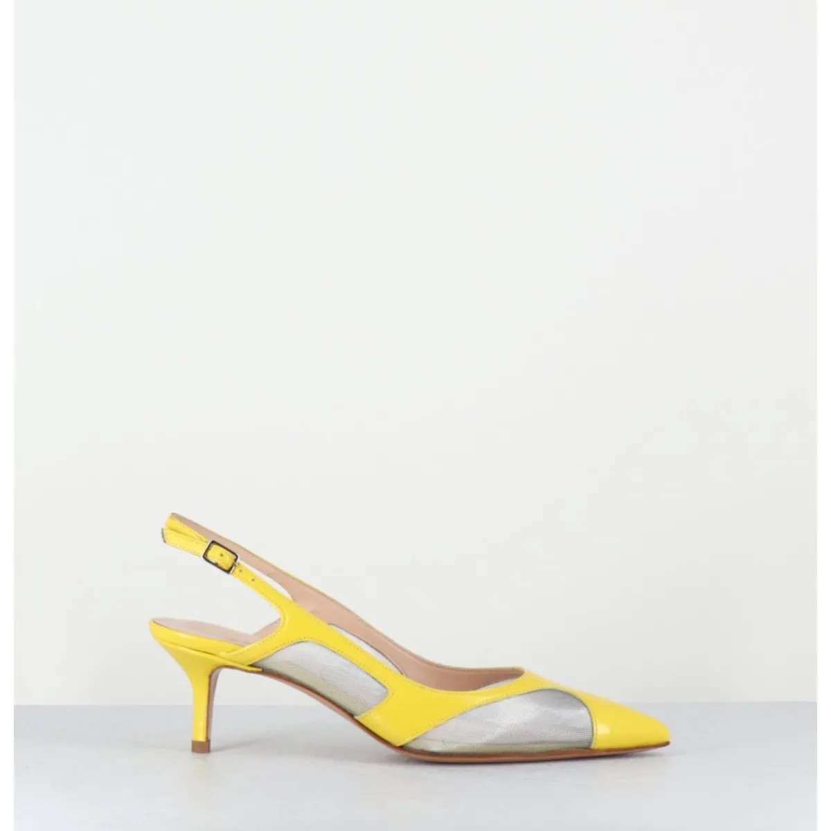 Chaussures^GARRICE LAB Escarpins slingback bout pointu cuir & mesh argent - ORLA1 VERLUX GIALLO JAUNE