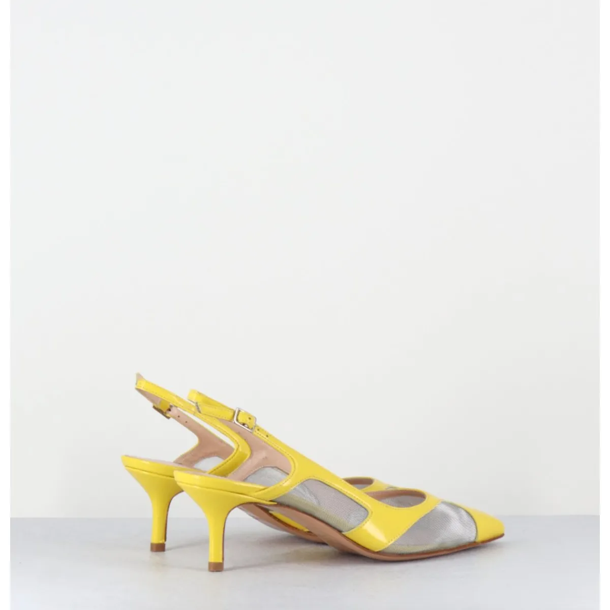 Chaussures^GARRICE LAB Escarpins slingback bout pointu cuir & mesh argent - ORLA1 VERLUX GIALLO JAUNE