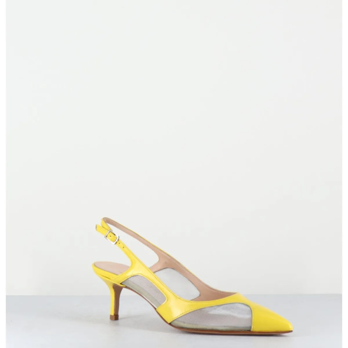 Chaussures^GARRICE LAB Escarpins slingback bout pointu cuir & mesh argent - ORLA1 VERLUX GIALLO JAUNE