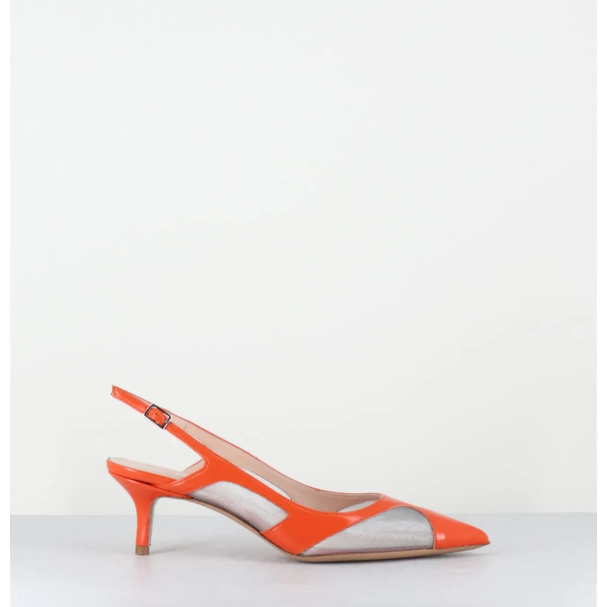 Chaussures^GARRICE LAB Escarpins slingback bout pointu cuir & mesh argent - ORLA2 VERLUX ARANCIATA ORANGE