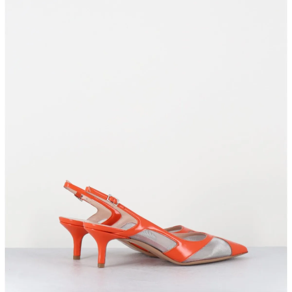 Chaussures^GARRICE LAB Escarpins slingback bout pointu cuir & mesh argent - ORLA2 VERLUX ARANCIATA ORANGE