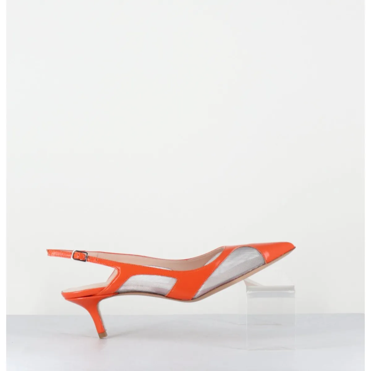 Chaussures^GARRICE LAB Escarpins slingback bout pointu cuir & mesh argent - ORLA2 VERLUX ARANCIATA ORANGE