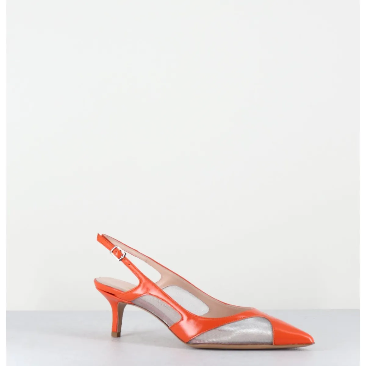Chaussures^GARRICE LAB Escarpins slingback bout pointu cuir & mesh argent - ORLA2 VERLUX ARANCIATA ORANGE