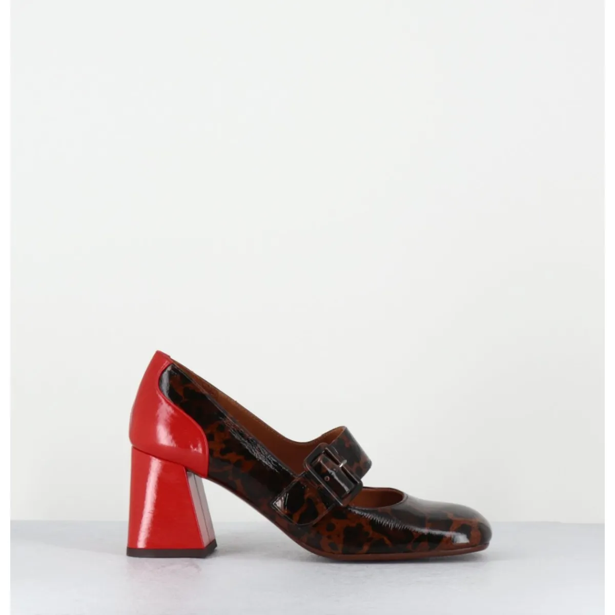 Chaussures^CHIE MIHARA Mary-Jane à talon en cuir vernis leopard & talon rouge - SYSA FIAT CASTANO