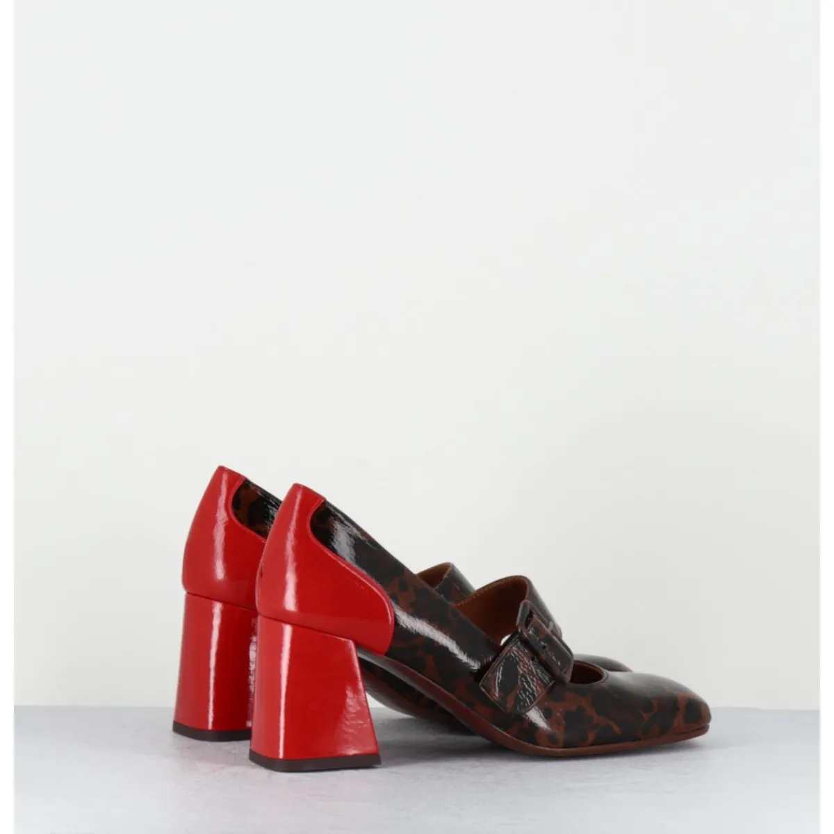 Chaussures^CHIE MIHARA Mary-Jane à talon en cuir vernis leopard & talon rouge - SYSA FIAT CASTANO