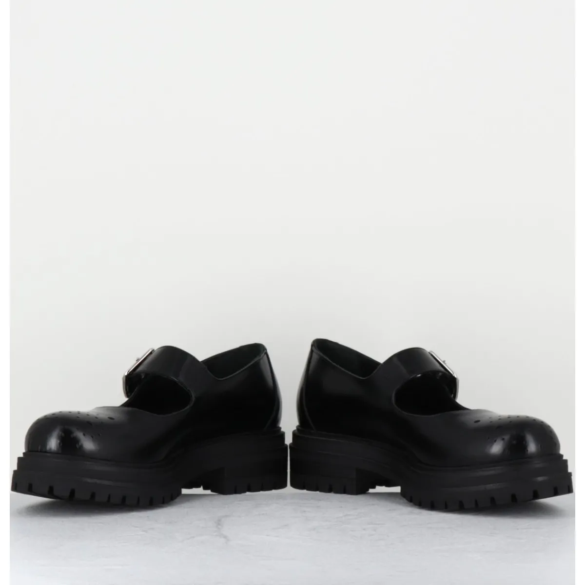 Chaussures^OA NON FASHION Mary-Jane en cuir glacé semelle épaisse - AL108 ABRASIVATO NERO NOIR